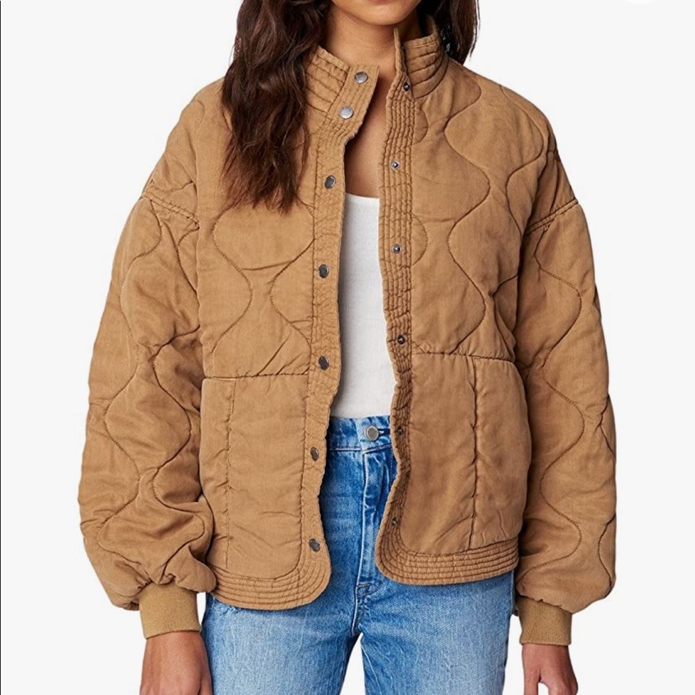BlankNYC jacket light weight drop shoulder quilted chia tea